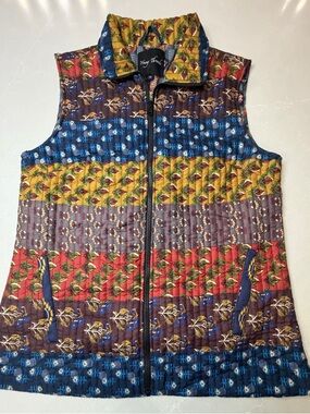 NWT Young Threads Quilted Multicolor Floral Patchwork Boho/Cottage Core Vest, M